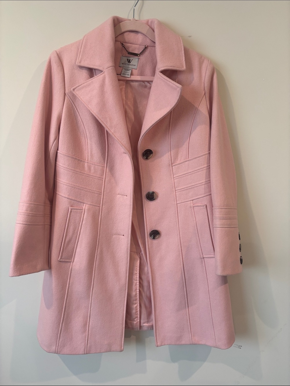 Worthington Pink Tailored Wool Pea Coat